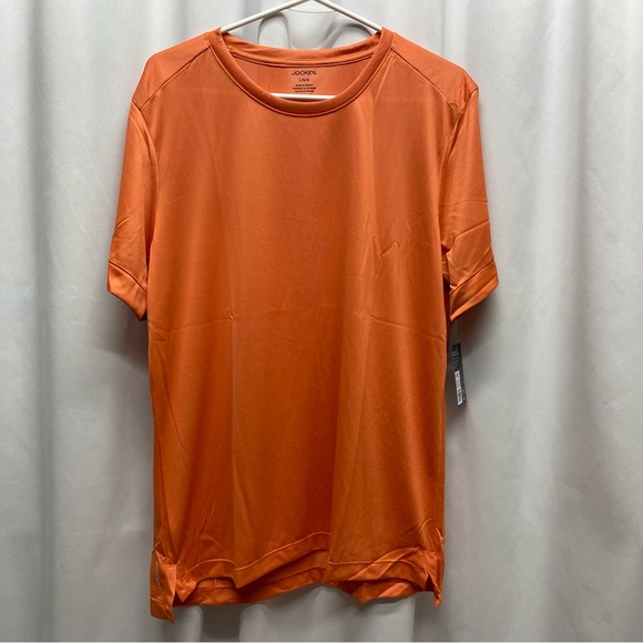 Jockey mens sz Large crewneck athletic shirt orange short sleeve new with tags - Picture 2 of 9